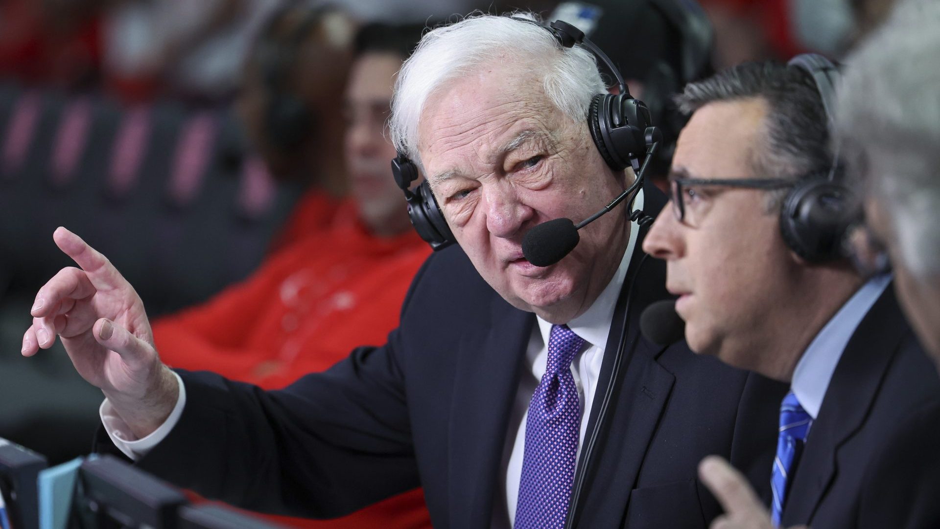 Feb 17, 2024; Houston, Texas, USA; Basketball analyst Bill Raftery before the game between the Houston Cougars and the Texas Longhorns at Fertitta Center. Mandatory Credit: Troy Taormina-USA TODAY Sports
