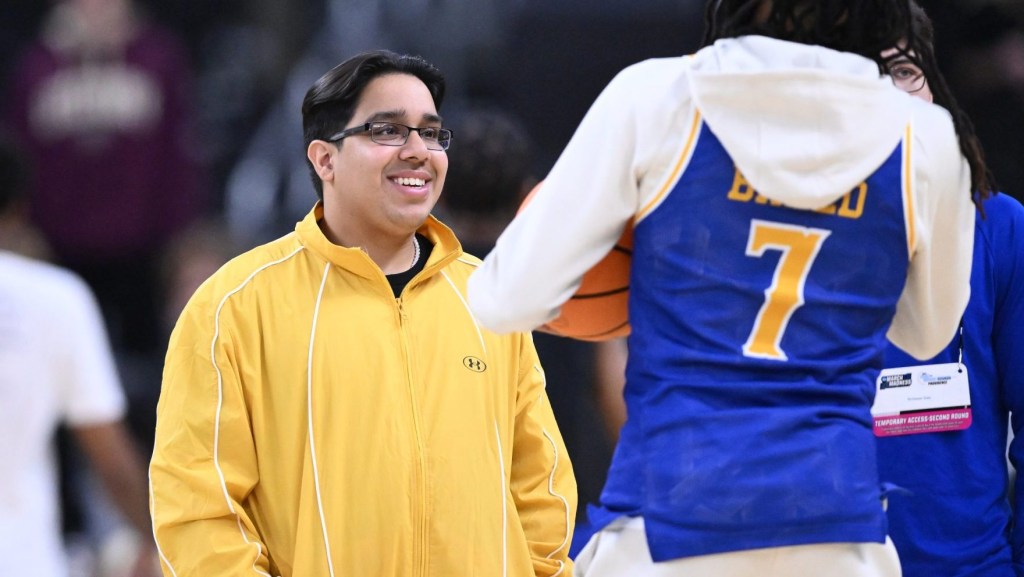 Mar 22, 2025; Providence, RI, USA; McNeese State Cowboys manager Amir Khan before a second round men’s NCAA Tournament game against the Purdue Boilermakers at Amica Mutual Pavilion.