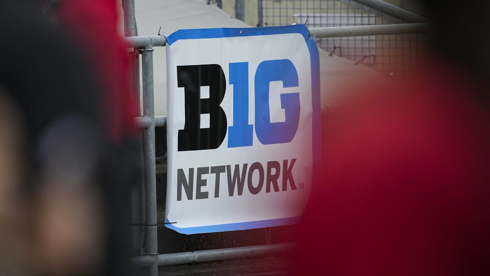 Nov 8, 2025; Madison, Wisconsin, USA; General view of a Big Ten Network sign on the sidelines during warmups prior to to the game between the Washington Huskies and Wisconsin Badgers at Camp Randall Stadium. Mandatory Credit: Jeff Hanisch-Imagn Images