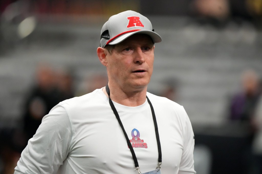 Feb 2, 2026; San Francisco, CA, USA; AFC coach Steve Young during practice at the NFL Flag Fieldhouse at Moscone Center South Building.
