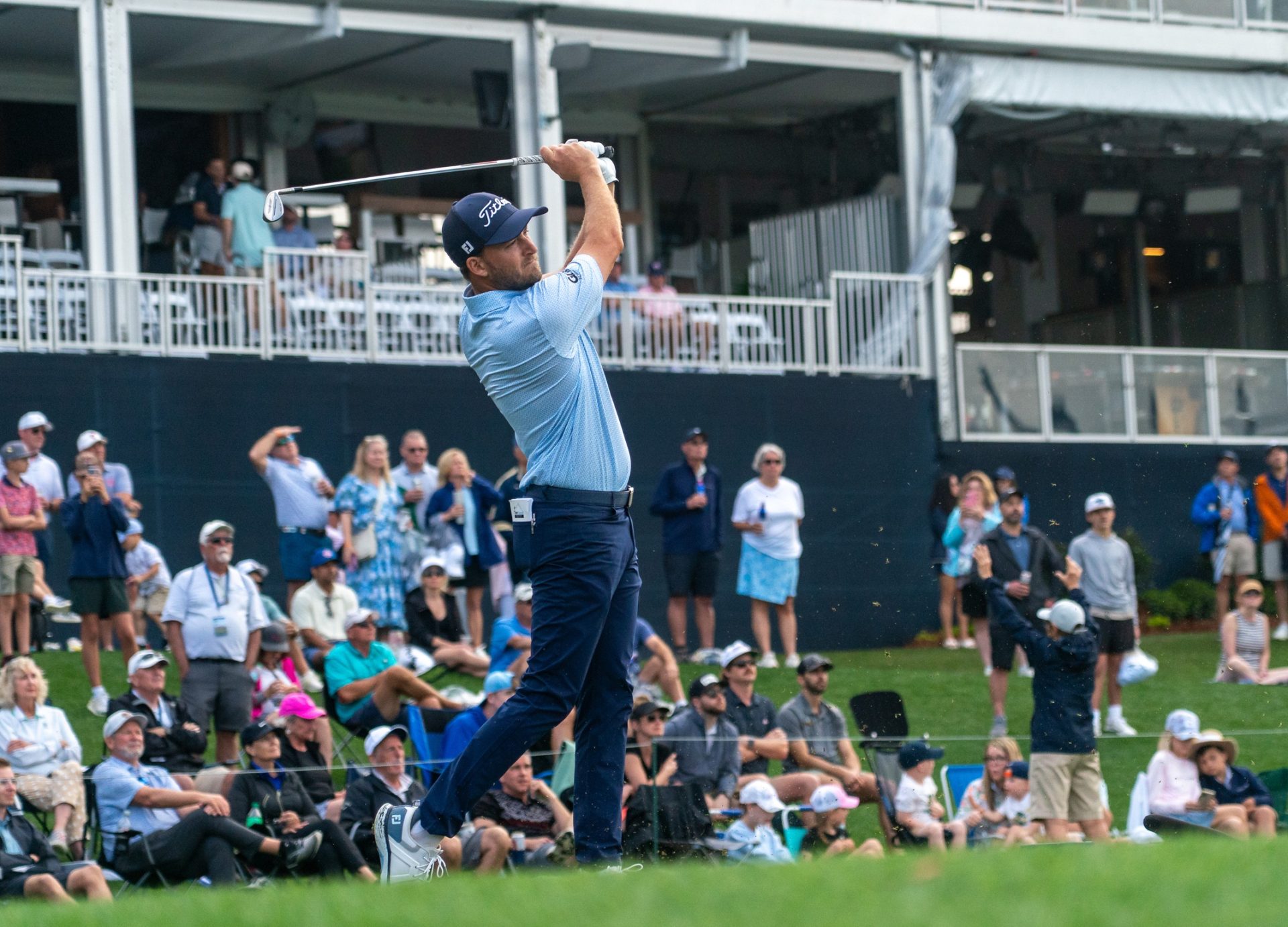 Mar 12, 2026; Ponte Vedra Beach, Florida, USA; Lee Hodges plays his tee shot to the 17th hole during the first round of THE PLAYERS Championship golf tournament.