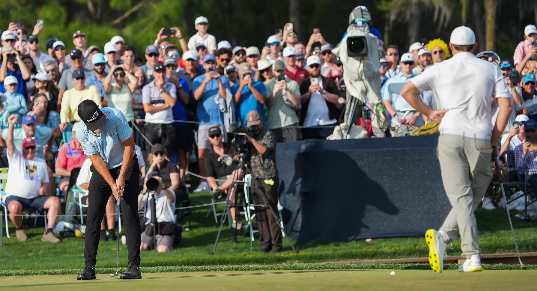 Cameron Young makes his birdie putt on the 17th green during the final round of The Players Championship at The Players Stadium Course at TPC Sawgrass in Ponte Vedra Beach, Fla. Sunday March 15, 2026. Cameron Young won with a score of -13 par.