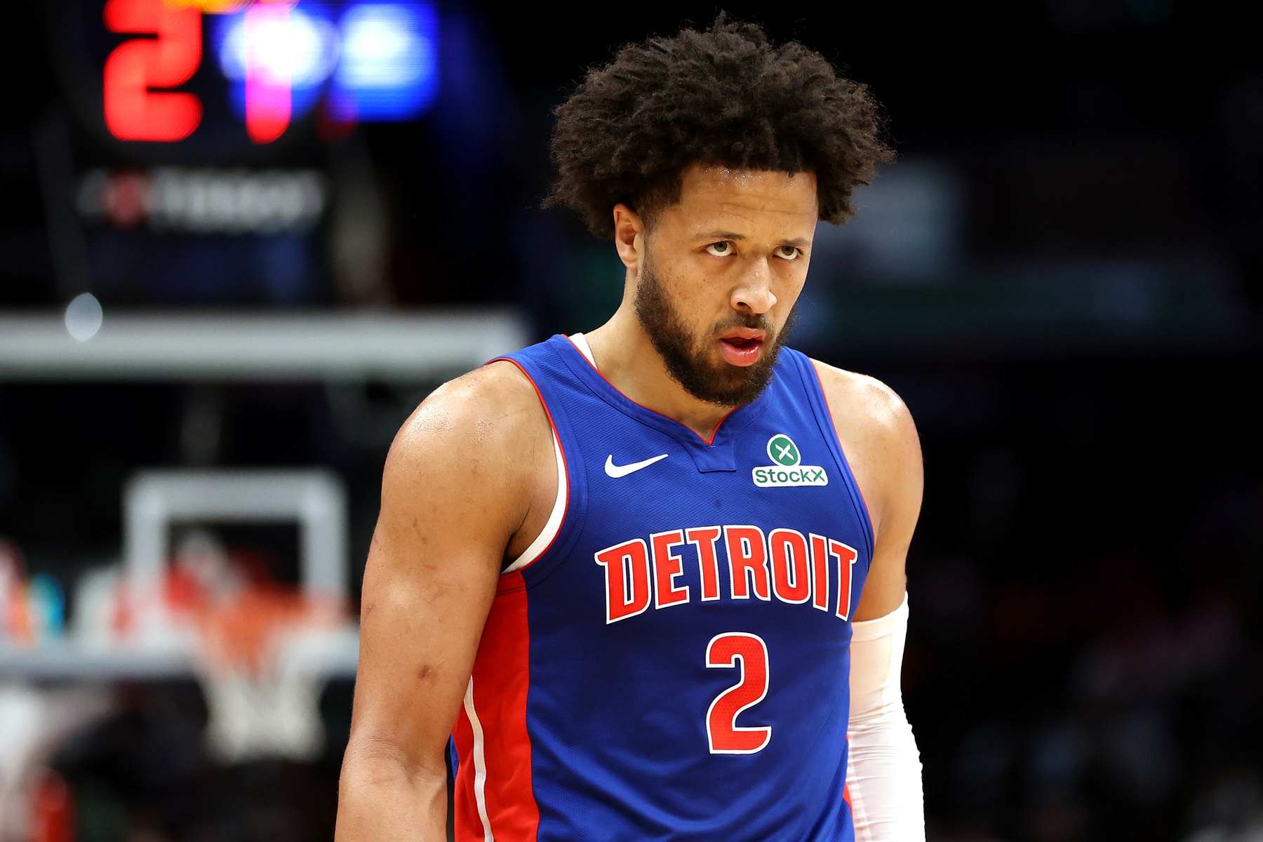 Mar 17, 2026; Washington, District of Columbia, USA; Detroit Pistons guard Cade Cunningham (2) looks on during the first half against the Washington Wizards at Capital One Arena.