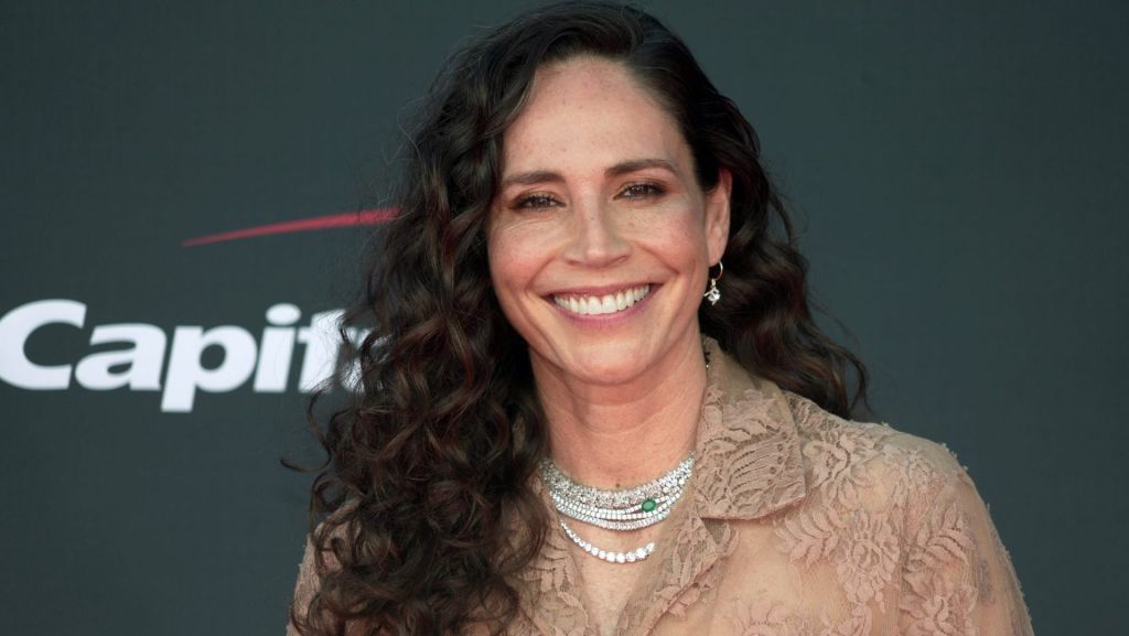 Jul 12, 2023; Los Angeles, CA, USA; Former WNBA player Sue Bird arrives on the red carpet before the 2023 ESPYS at the Dolby Theatre. Mandatory Credit: Kirby Lee-USA TODAY Sports