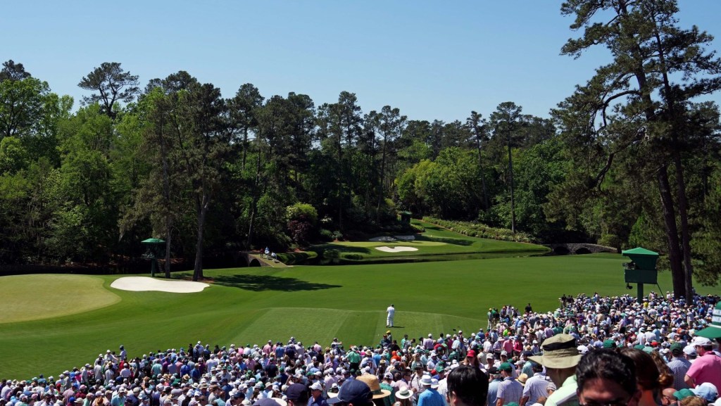 Apr 14, 2024; Augusta, Georgia, USA; Tiger Woods and Neal Shipley walk on the 16th hole during the final round of the Masters Tournament. Mandatory Credit: Kyle Terada-USA TODAY Sports