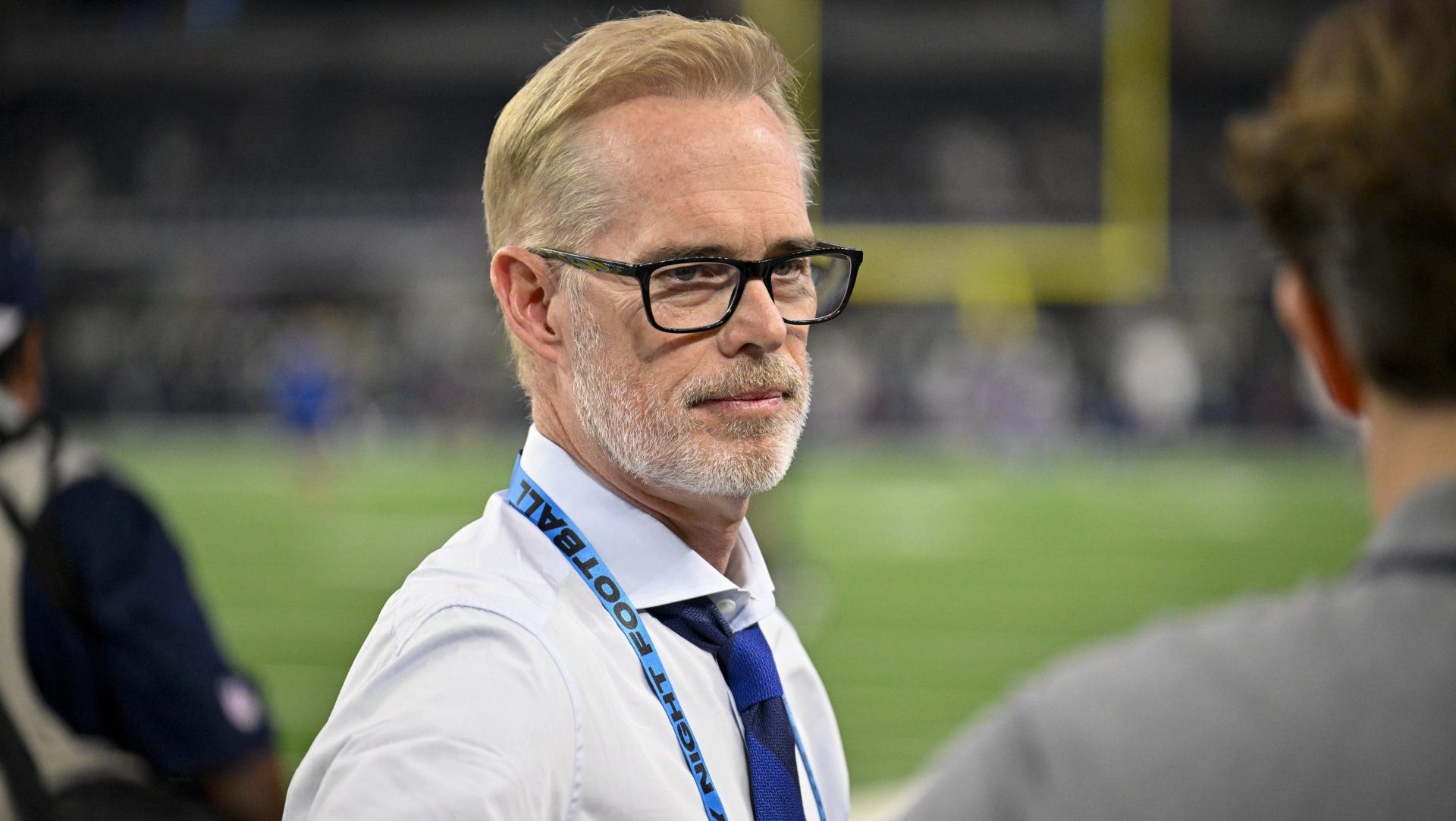 Nov 3, 2025; Arlington, Texas, USA; Monday Night Football commentator Joe Buck before the game between the Dallas Cowboys and the Arizona Cardinals at AT&T Stadium. Mandatory Credit: Jerome Miron-Imagn Images