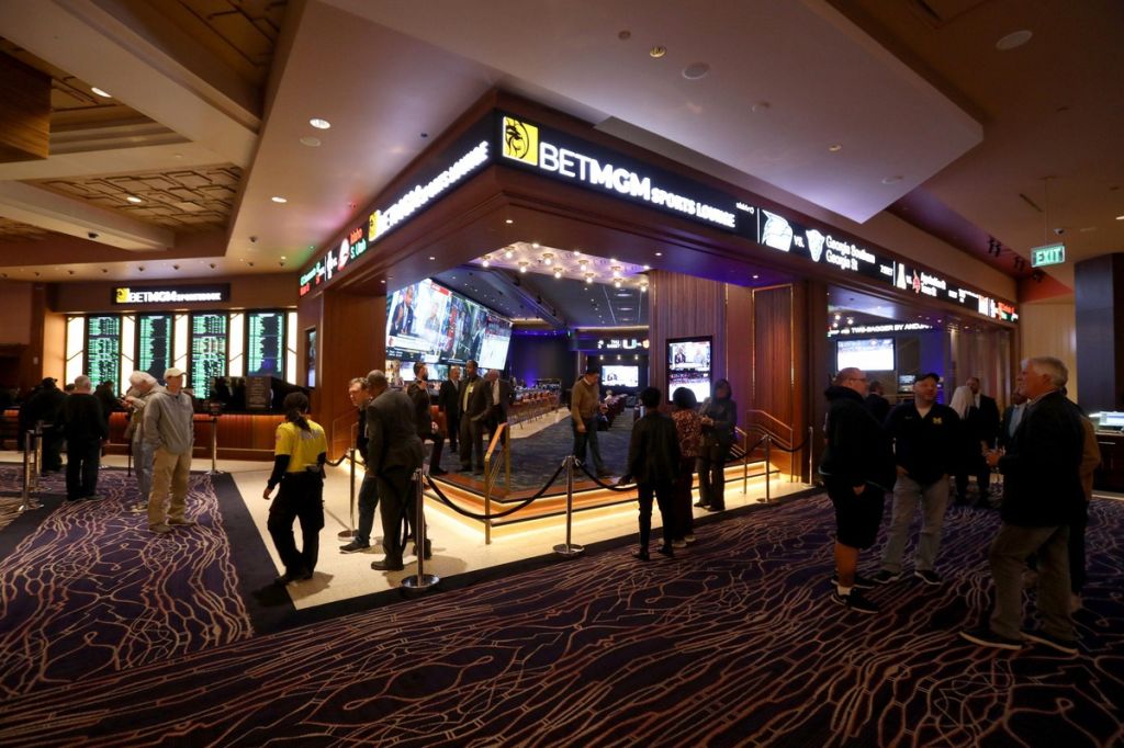 An overall look at the newly opened MGM Grand Detroit sports betting & entertainment venue called BetMGM Sports Lounge at its casino in Detroit, Michigan on Wednesday, March 11, 2020.