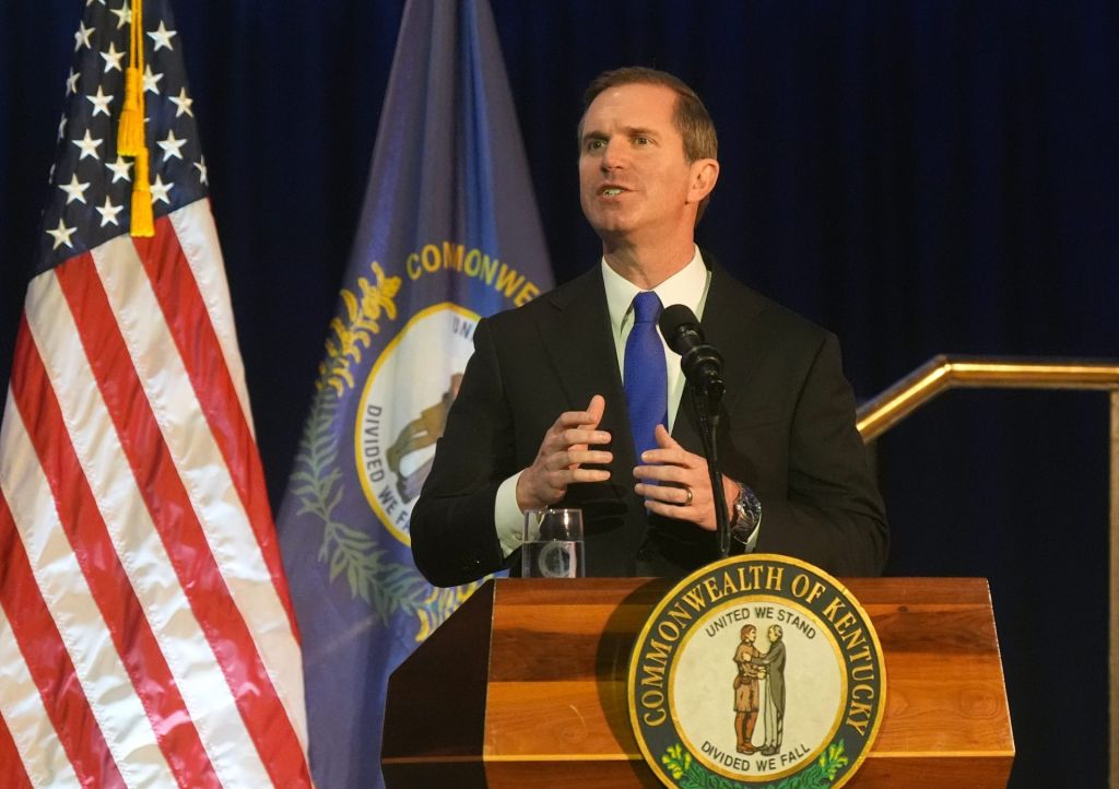 Gov. Andy Beshear delivers his State of the Commonwealth Wednesday night at the Thomas D. Clark Center for Kentucky History. Jan. 7, 2026