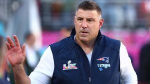 Feb 8, 2026; Santa Clara, CA, USA; New England Patriots head coach Mike Vrabel walks on field before Super Bowl LX against the Seattle Seahawks at Levi's Stadium. Mandatory Credit: Mark J. Rebilas-Imagn Images
