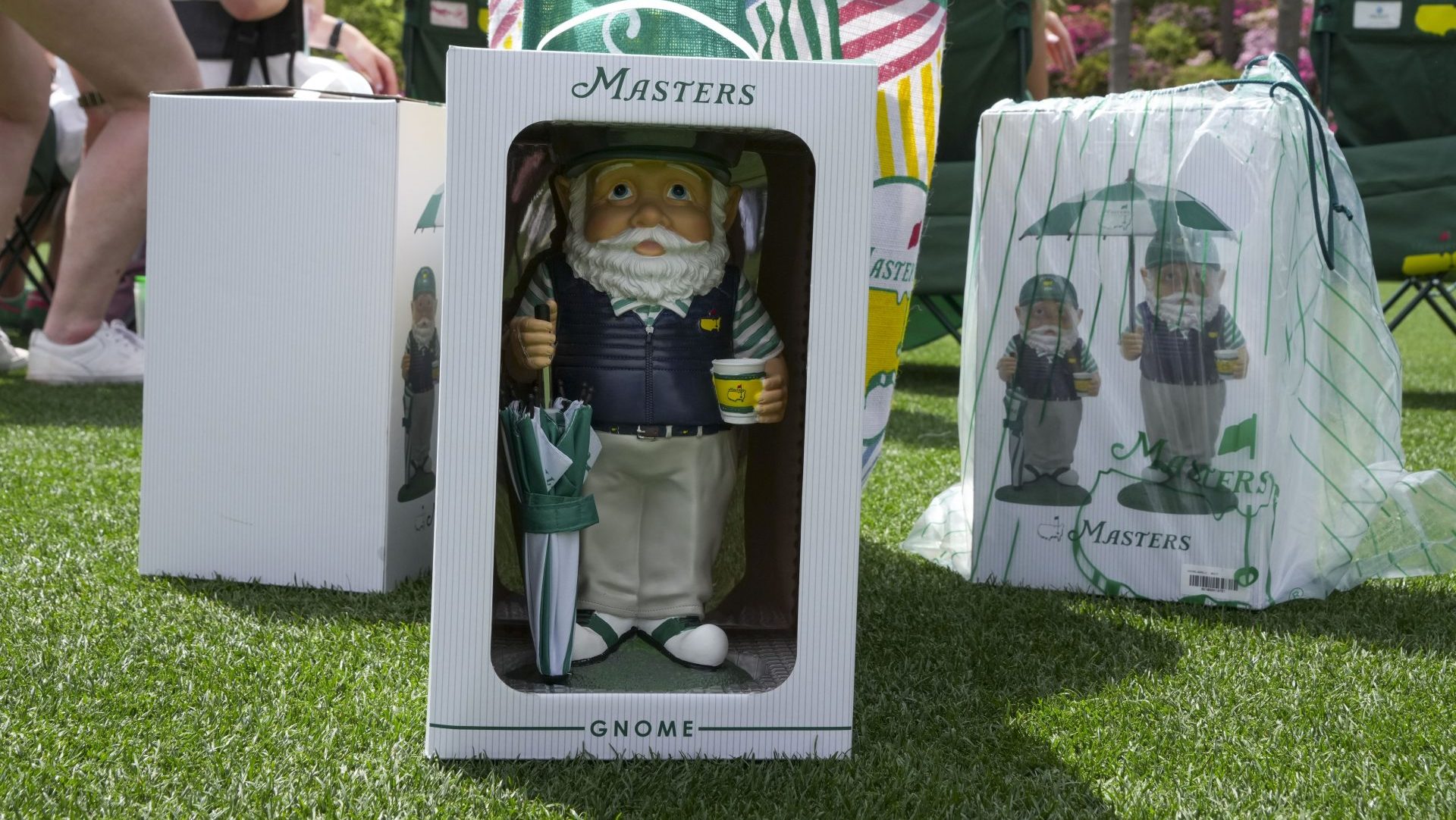 Apr 4, 2026; Augusta, Georgia, USA; Detail view of the Masters gnomes during the final round of the Augusta National Women's Amateur golf tournament at Augusta National Golf Club. Mandatory Credit: Michael Madrid-Imagn Images