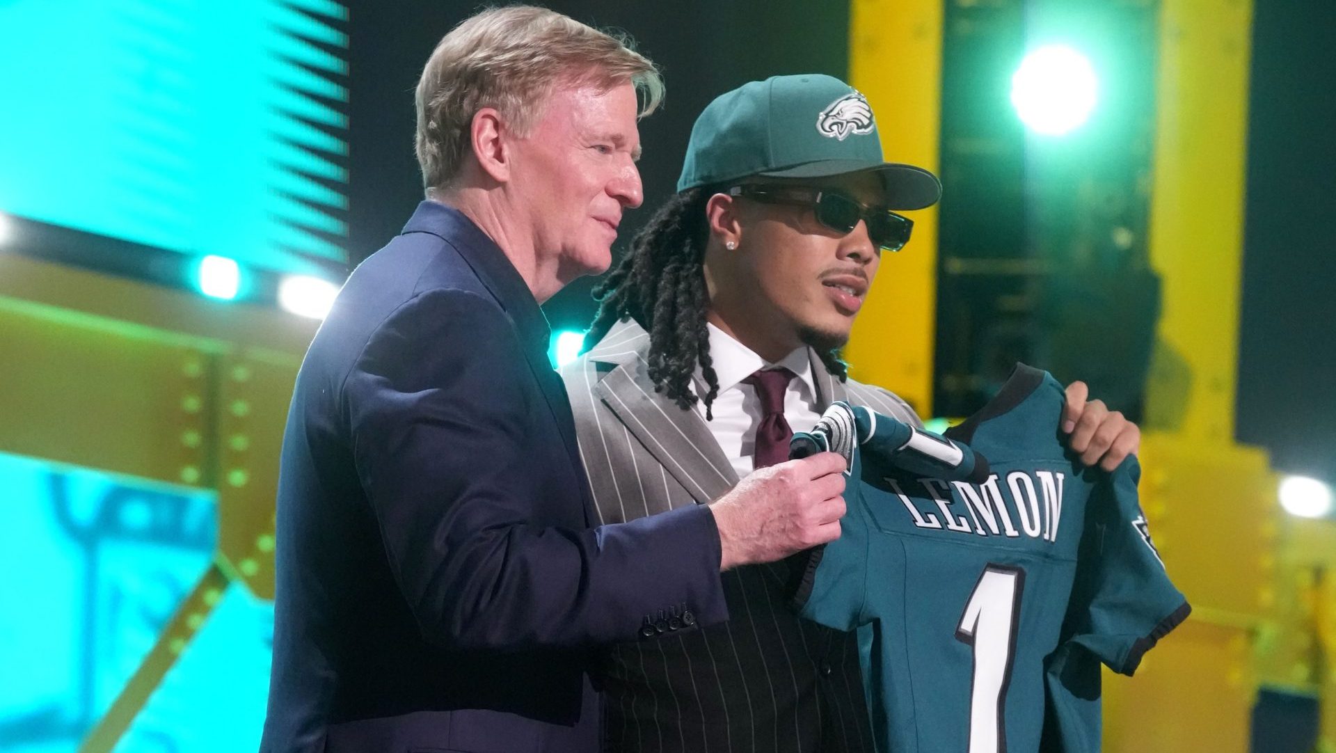 Apr 23, 2026; Pittsburgh, PA, USA; Southern California Trojans receiver Makai Lemon is selected by the Philadelphia Eagles as the number 20 pick during the 2026 NFL Draft at Acrisure Stadium. Mandatory Credit: Kirby Lee-Imagn Images
