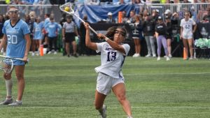 May 24, 2026; Evanston, IL, USA; Northwestern Wildcats attack Kathryn Ratanaproeksa (13) shoots against the North Carolina Tar Heels during the first half at Martin Stadium