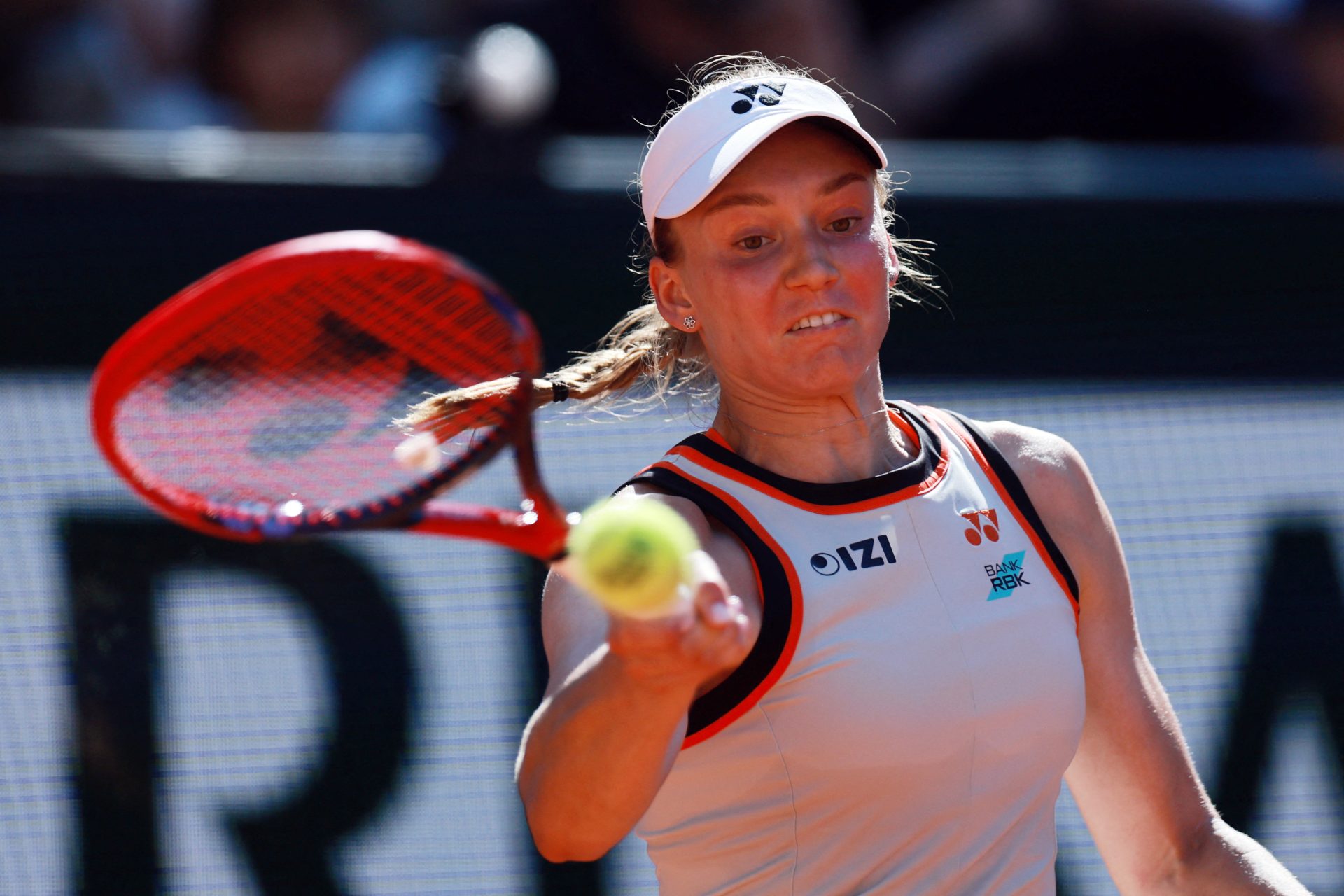 Tennis - French Open - Roland Garros, Paris, France - May 27, 2026 Kazakhstan's Elena Rybakina in action during her second round match against Ukraine's Yuliia Starodubtseva