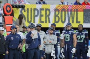 [US, Mexico & Canada customers only] Feb 8, 2026; Santa Clara, CA, USA; Seattle Seahawks head coach Mike MacDonald on the sideline against the New England Patriots during Super Bowl LX at Levi's Stadium.