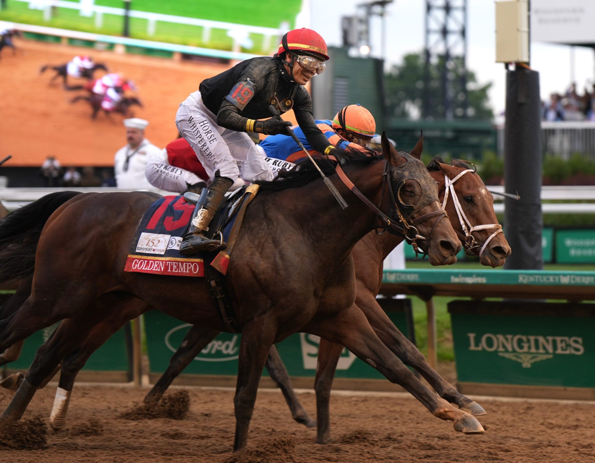 Golden Tempo, ridden by Jose L Ortiz, wins the 2026 Kentucky Derby. May 2, 2026