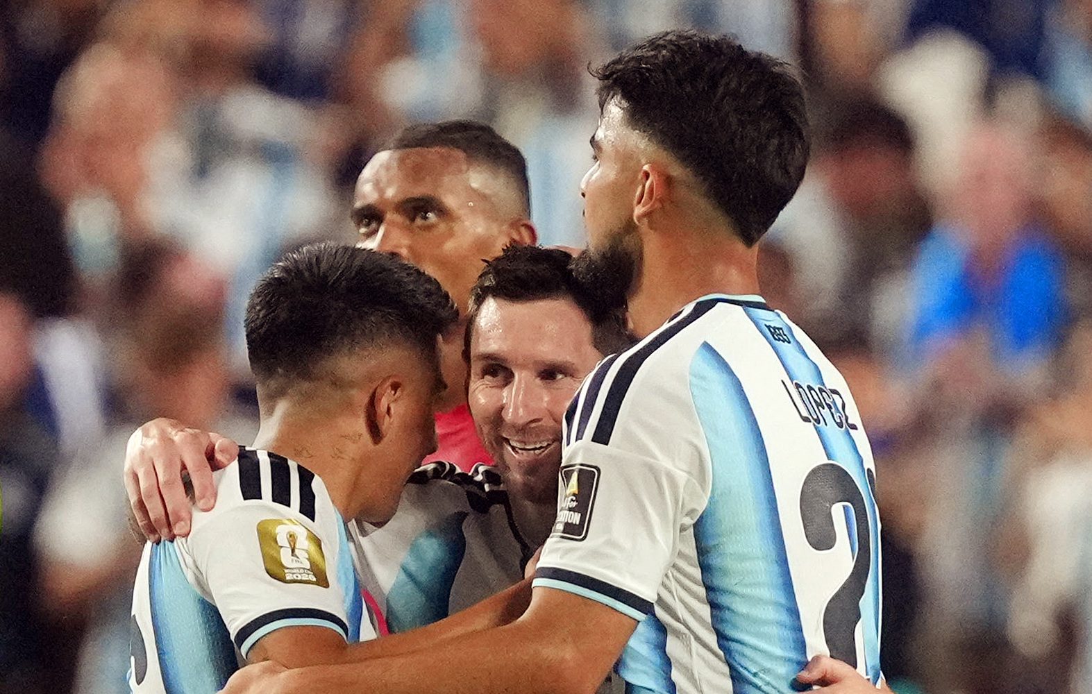Soccer Football - FIFA World Cup 2026 - Quarter Final - Argentina v Switzerland - Kansas City Stadium, Kansas City, Missouri, U.S. - July 11, 2026 Argentina's Lionel Messi celebrates after the match with Jose Manuel Lopez