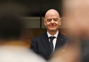 Soccer Football - FIFA World Cup 2026 - Semi Final - France v Spain - Dallas Stadium, Arlington, Texas, U.S. - July 14, 2026 FIFA President Gianni Infantino before the match
