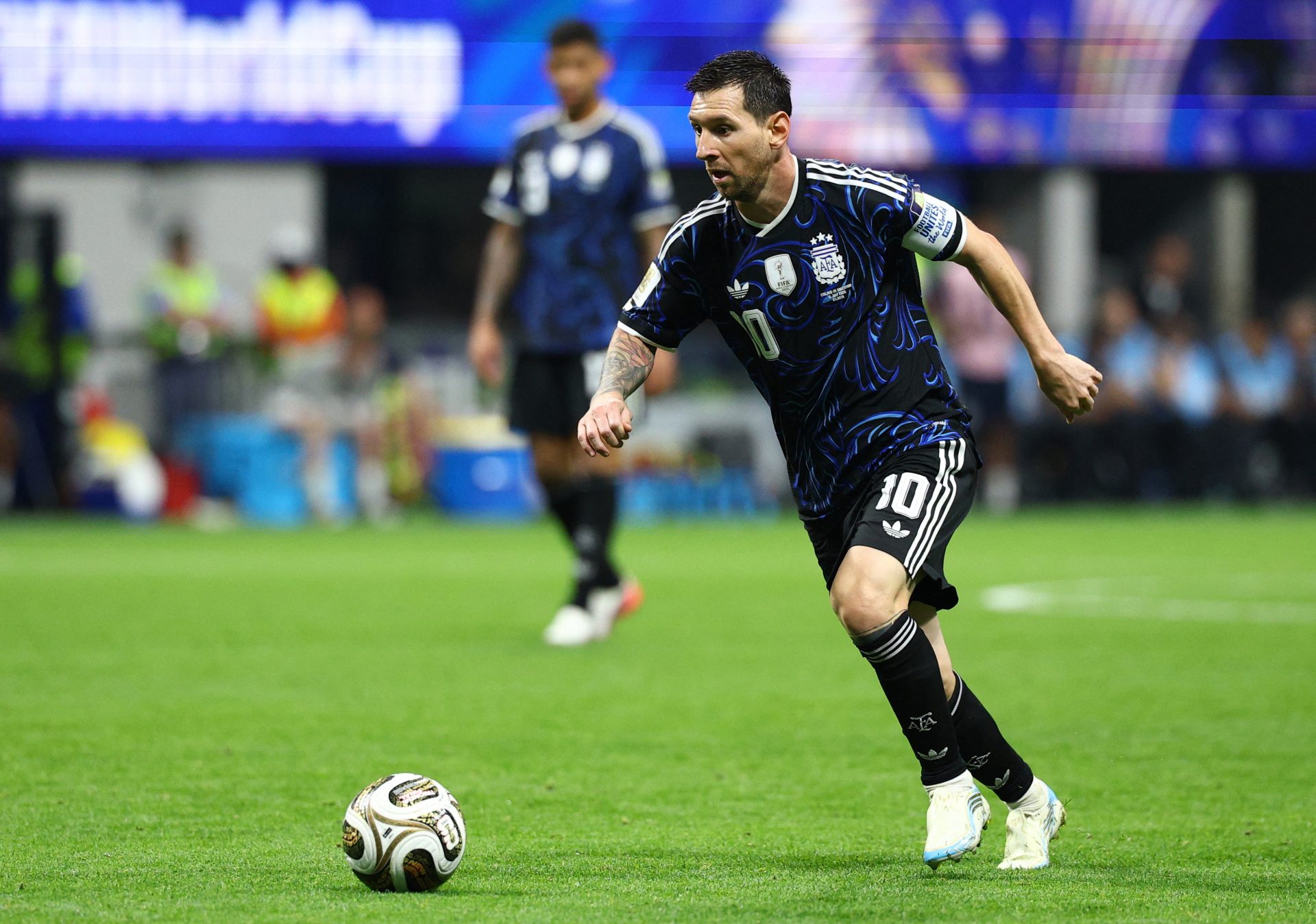 Soccer Football - FIFA World Cup 2026 - Semi Final - England v Argentina - Atlanta Stadium, Atlanta, Georgia, U.S. - July 15, 2026 Argentina's Lionel Messi in action