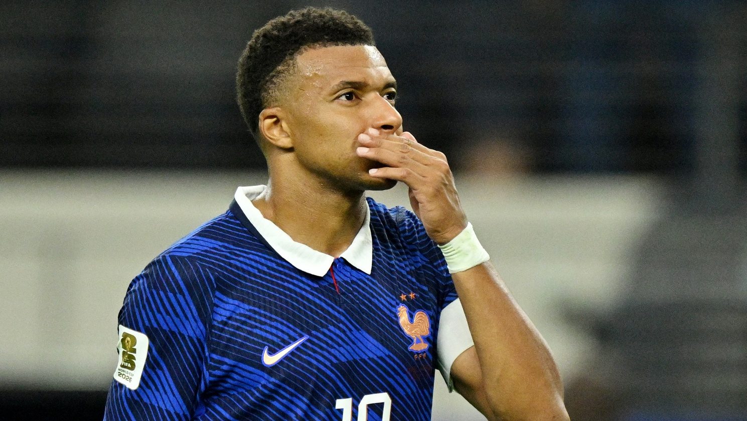 July 14, 2026; Arlington, Texas, U.S.; France's Kylian Mbappe looks dejected after the match as France are eliminated from the World Cup. Mandatory Credit: Jerome Miron-Imagn Images