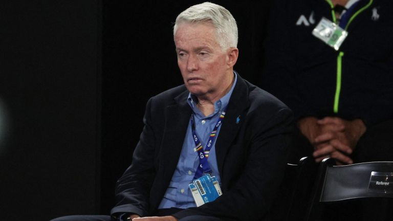 Tennis - Australian Open - Men's Singles Final - Melbourne Park, Melbourne, Australia - January 29, 2023 Craig Tiley, CEO of Tennis Australia is pictured in the stands during the final match between Serbia's Novak Djokovic and Greece's Stefanos Tsitsipas REUTERS/Loren Elliott