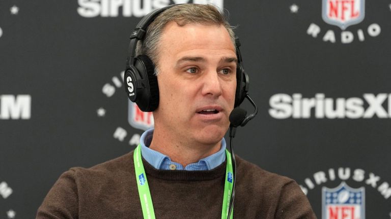Feb 24, 2026; Indianapolis, IN, USA; NFL Network analyst Daniel Jeremiah on the SiriusXM NFL Radio set at the NFL Scouting Combine at the Indiana Convention Center. Mandatory Credit: Kirby Lee-Imagn Images