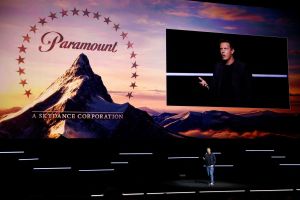 David Ellison, CEO of Paramount Skydance, speaks during the Paramount Pictures presentation at CinemaCon, the official convention of Cinema United, in Las Vegas, Nevada, U.S., April 16, 2026.
