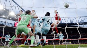 Soccer Football - Premier League - Arsenal v Burnley - Emirates Stadium, London, Britain - May 18, 2026 Arsenal's Kai Havertz scores their first goal past Burnley's Max Weiss