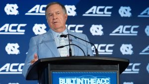 Jul 17, 2026; Charlotte, NC, USA; North Carolina head coach Bill Belichick talks with the media during interviews at Hilton Charlotte Uptown.