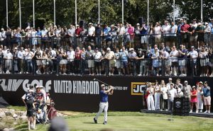 Golf - LIV Golf - United Kingdom - JCB Golf and Country Club, Uttoxeter, Britain - July 24, 2026 Crushers GC's Bryson DeChambeau in action as he hits a tee shot on the first hole during the second round