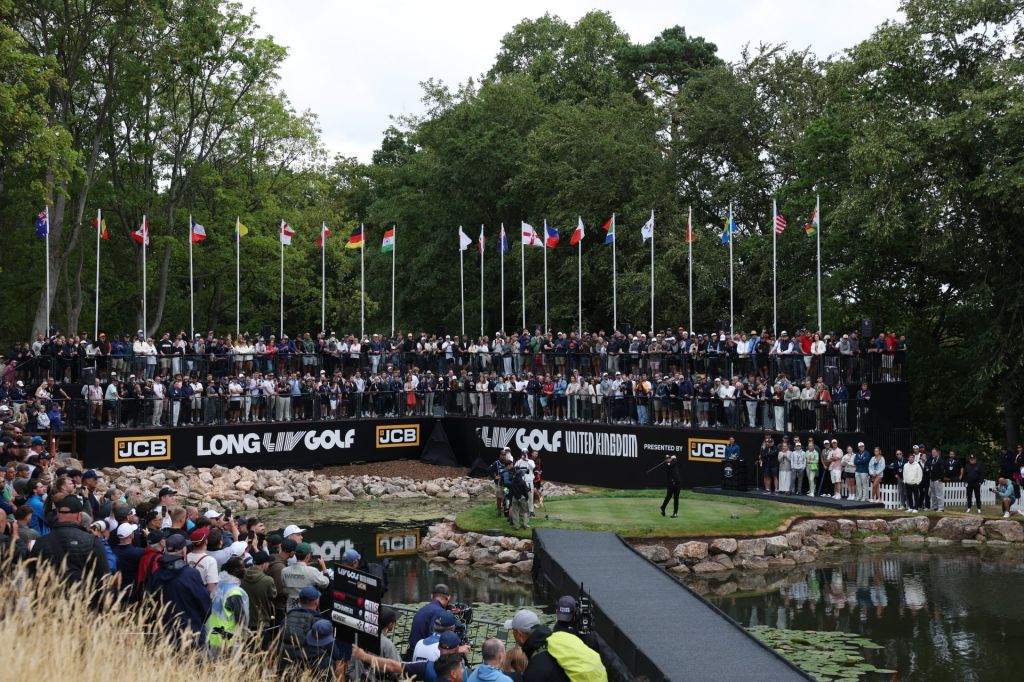 Golf - LIV Golf - United Kingdom - JCB Golf and Country Club, Uttoxeter, Britain - July 26, 2026 Legion XIII's Tyrrell Hatton hits his tee shot on the 1st hole during the final round