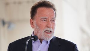 Arnold Schwarzenegger speaks during a ceremony honoring journalist Chris Wallace with a star on the Hollywood Walk of Fame in Los Angeles, California, U.S., September 18, 2025. REUTERS/Daniel Cole