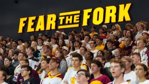 Oct 3, 2025; Tempe, AZ, USA; Arizona State Sun Devils fans look on against the Penn State Nittany Lions during the second period at Mullett Arena