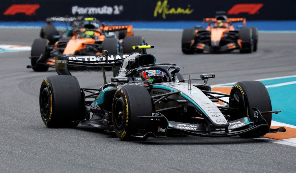 Formula One F1 - Miami Grand Prix - Miami International Autodrome, Miami, Florida, United States - May 3, 2026 Mercedes' Kimi Antonelli in action during the race