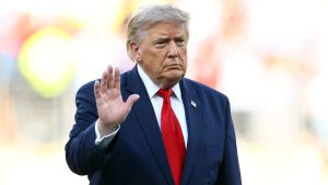 Soccer Football - FIFA World Cup 2026 - Final - Spain v Argentina - New York/New Jersey Stadium, East Rutherford, New Jersey, U.S. - July 19, 2026 U.S. President Donald Trump gestures ahead of the trophy presentation REUTERS/Hannah Mckay