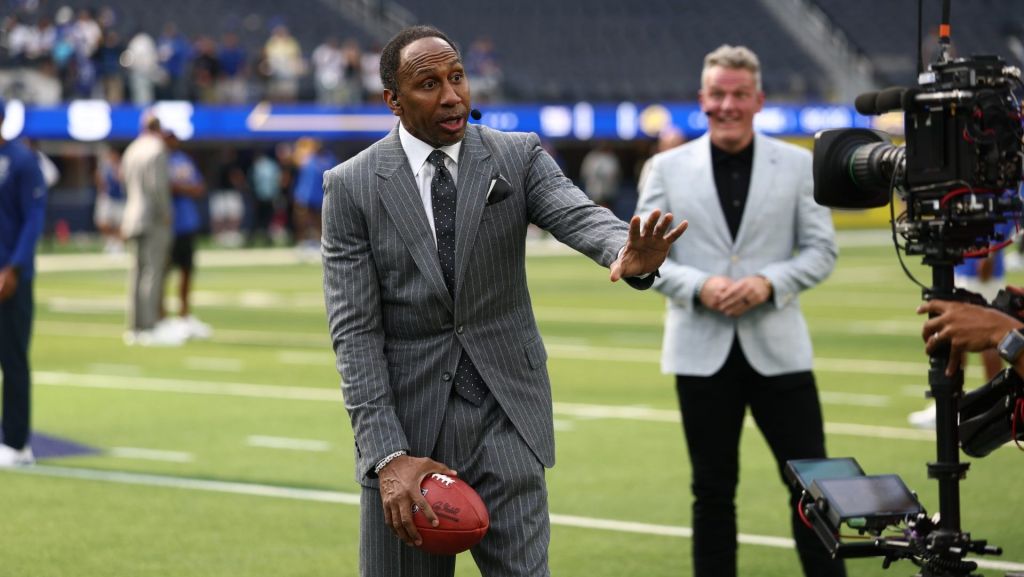 Inglewood, CA - September 21, 2026 - SoFi Stadium: Stephen A. Smith on the field for Monday Night Countdown.