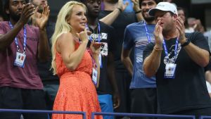 Aug 30, 2018; New York, NY, USA; Television personality Britt McHenry in the stands during a second round match between Novak Djokovic of Serbia and Tennys Sandgren of the United States on day four of the 2018 U.S. Open tennis tournament at USTA Billie Jean King National Tennis Center. Mandatory Credit: Jerry Lai-USA TODAY Sports