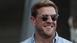Aug 3, 2024; Canton, OH, USA; Houston Texans former defensive end J.J. Watt in attendance at the Class of 2024 Pro Football Hall of Fame enshrinement ceremony at Tom Benson Hall of Fame Stadium. Mandatory Credit: Charles LeClaire-USA TODAY Sports