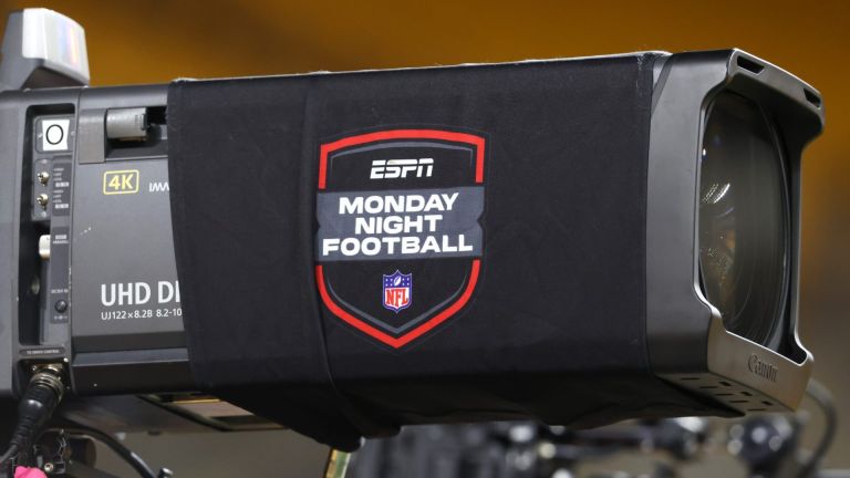 Jan 12, 2026; Pittsburgh, PA, USA; ESPN Monday Night Football logo on an end zone camera before the Pittsburgh Steelers host the Houston Texans in an AFC Wild Card Round game at Acrisure Stadium. Mandatory Credit: Charles LeClaire-Imagn Images