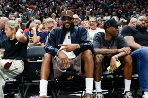 Aug 20, 2026; Dallas, Texas, USA; Basketball Hall of Famer Tracy McGrady looks on during the first half between the Dallas Wings and Indiana Fever at American Airlines Center.