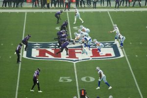 Sep 27, 2026; Rio De Janeiro, BRA; (Editors Notes: Caption Correction) A view of the NFL logo and the Baltimore Ravens and Dallas Cowboys during the game at Maracana Stadium.