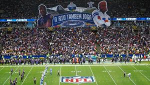 Sep 27, 2026; Rio De Janeiro, BRA; A tifo featuring images of